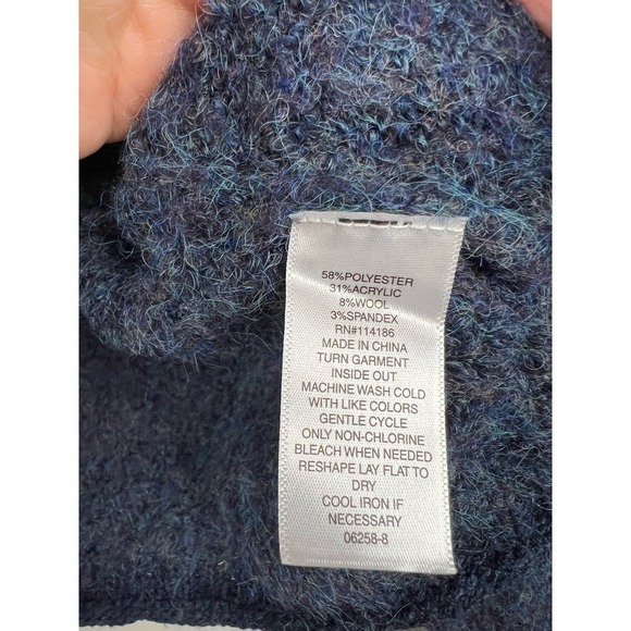 A.N.A. WOOL BLEND Mermaid Fuzzy Pocket Long Slv Distressed Sweater Side Slits M - Picture 4 of 9